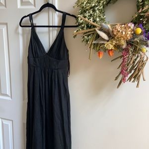 Ankle length silk black dress